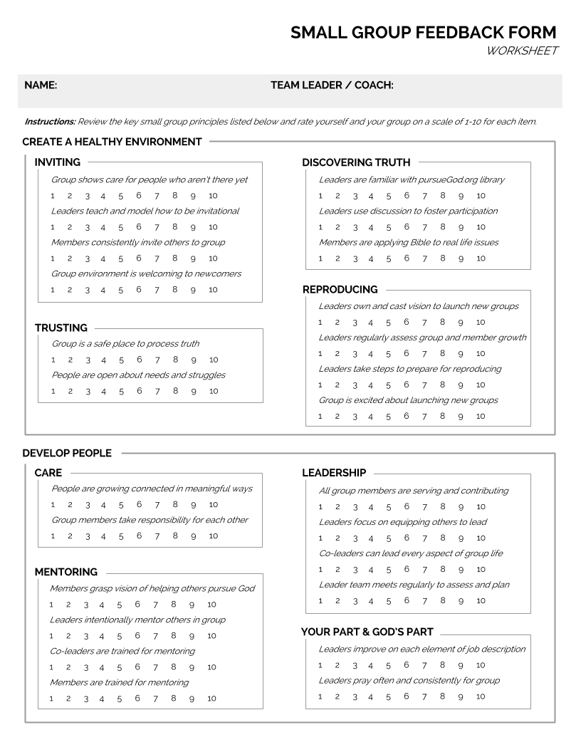 how to use the small group feedback form pursuegod org small group sign up sheet